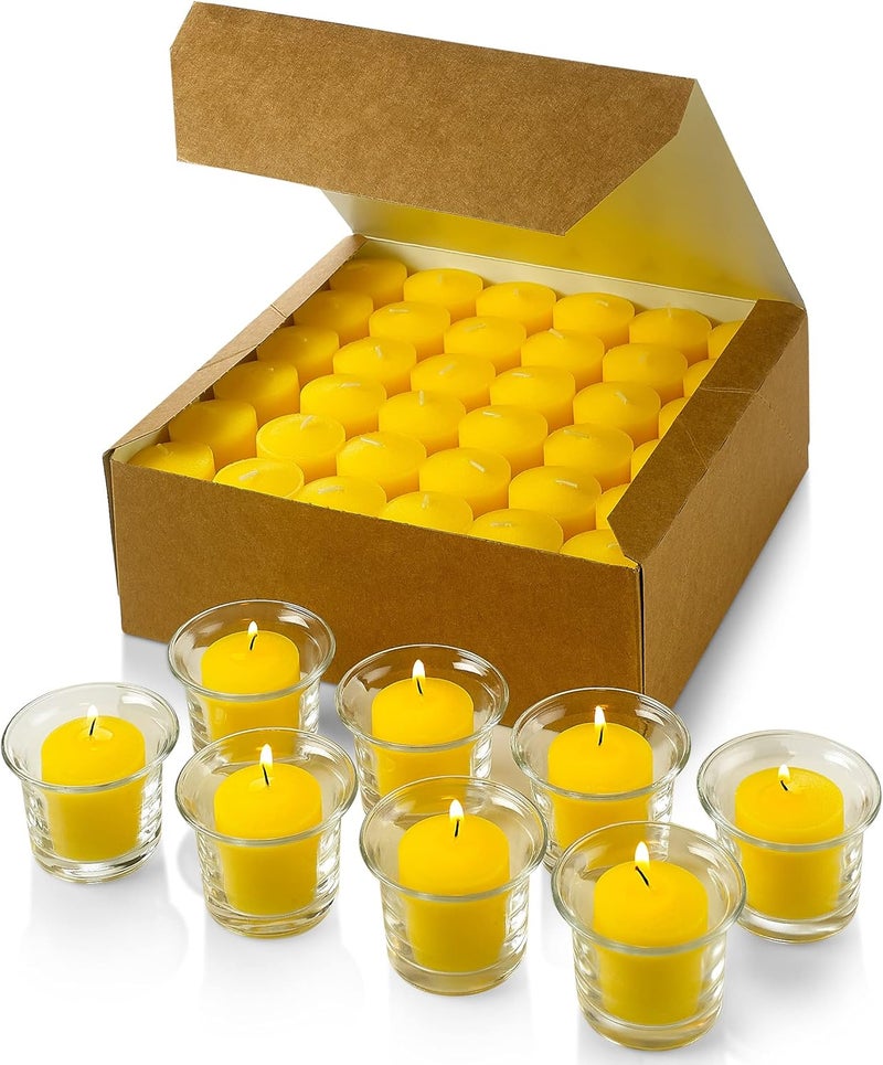 PARNOO Set of 72 Votive Citronella Candles - Summer Scented Candles - for Indoor/Outdoor Use - 10 Hour Burn Time - Made in USA - Image 1